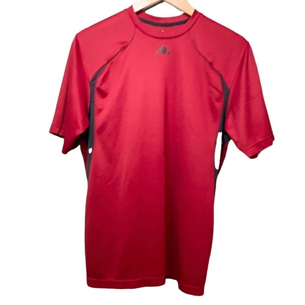 Adidas Red & Black Sport Essential Shirt ClimaLite Men's Gym Athletic Size Mediu